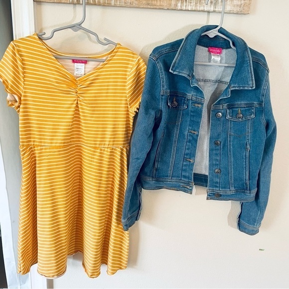 LOT OF 2 Pieces - Zunie Yellow Casual Girls Skater Dress + Zunie Jean Jacket - Picture 3 of 9